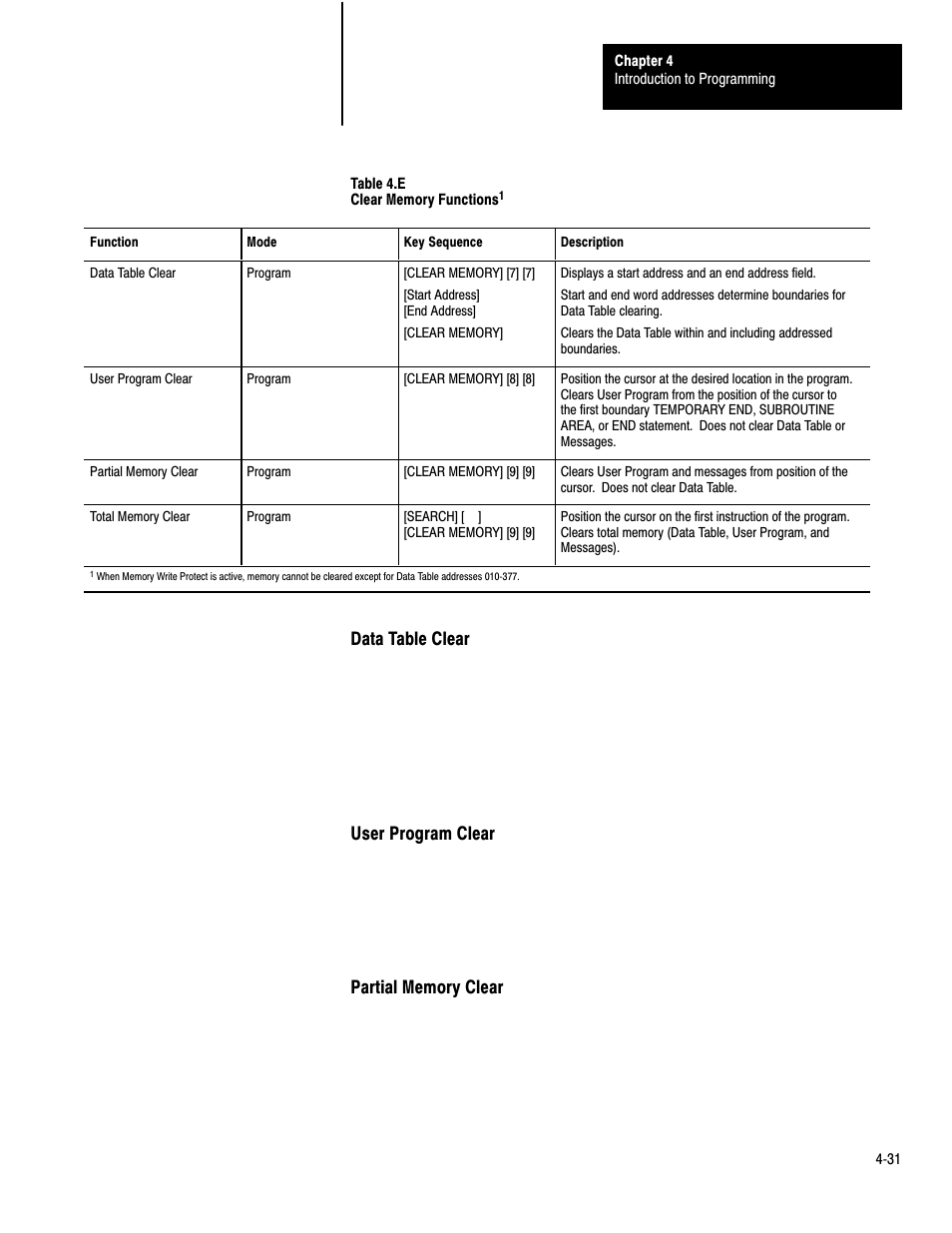 Data table clear, User program clear | Rockwell Automation 1772-LP3 PLC - 2/30 Programmable Controller Programming and Operations Manual User Manual | Page 95 / 346