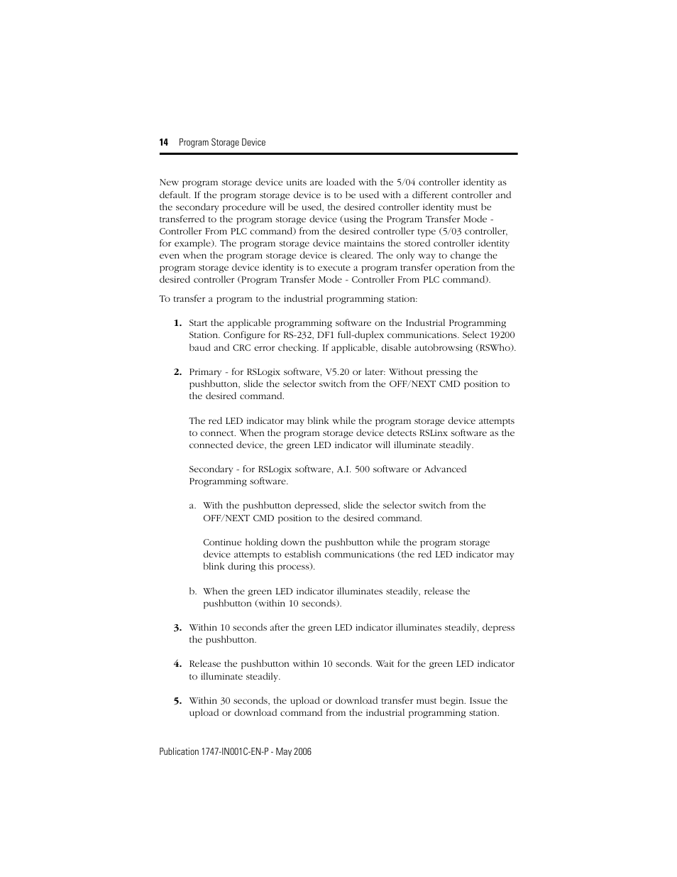 Rockwell Automation 1747-PSD Program Storage Device Installation Instructions User Manual | Page 14 / 20