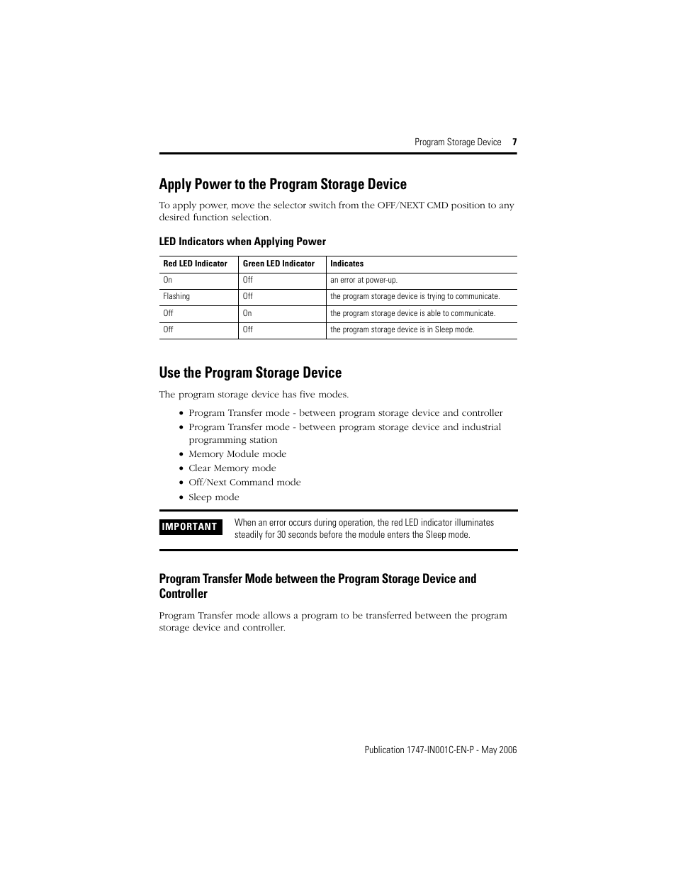 Apply power to the program storage device, Use the program storage device | Rockwell Automation 1747-PSD Program Storage Device Installation Instructions User Manual | Page 7 / 20