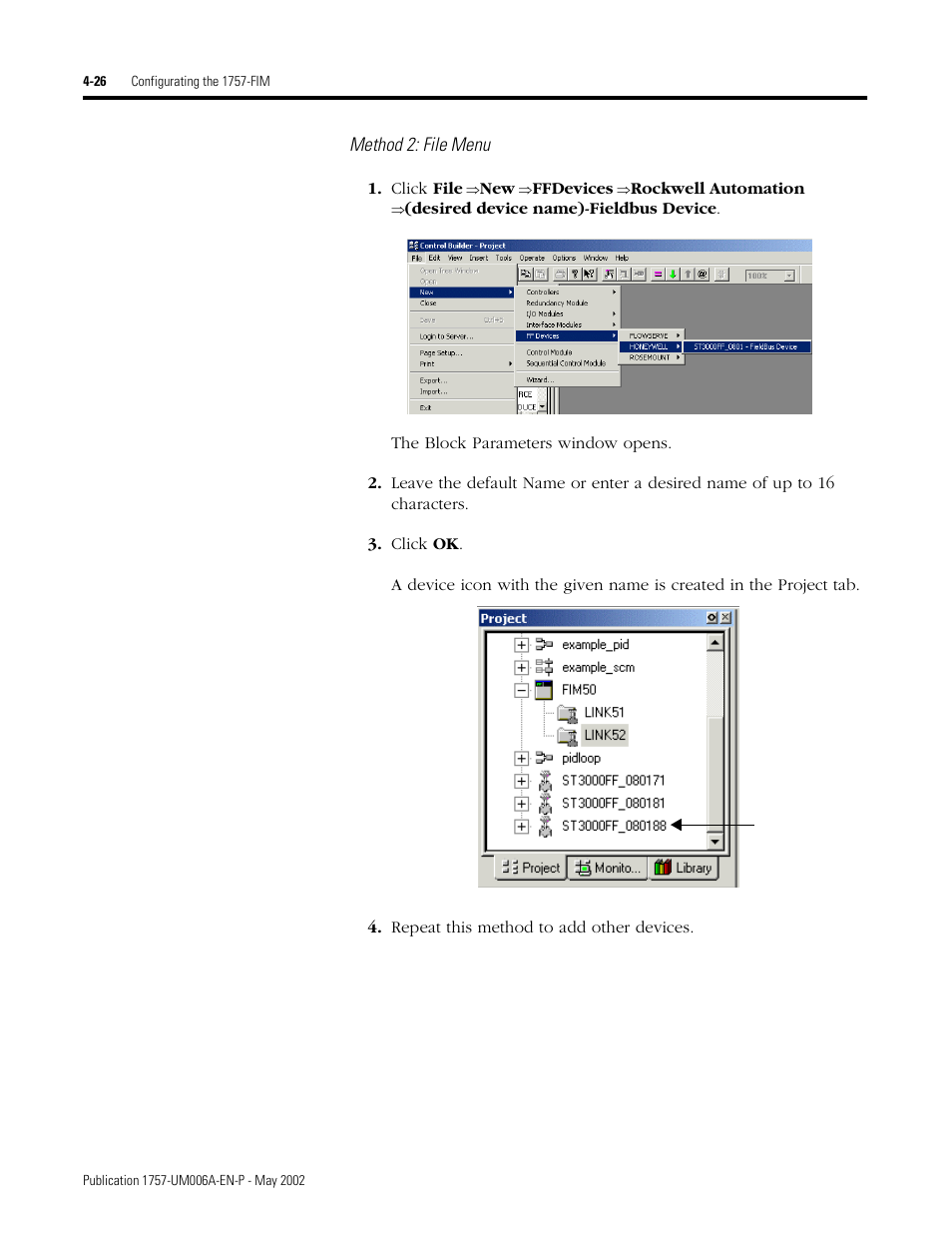 Method 2: file menu | Rockwell Automation PLC-5 Fieldbus Solutions for Integrated Architecture User Manual User Manual | Page 112 / 309