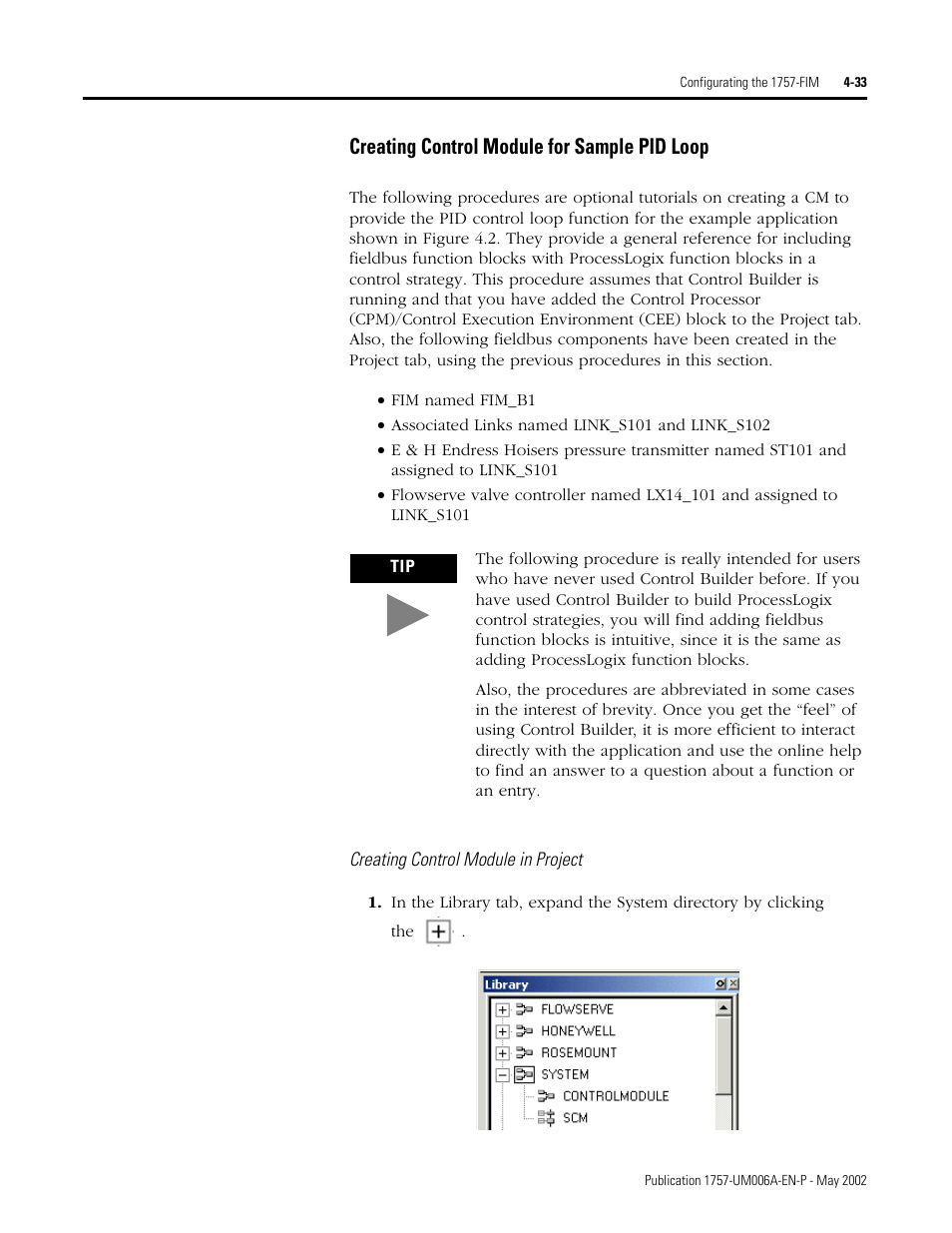 Creating control module for sample pid loop, Creating control module in project, Creating control module for sample pid loop -33 | Rockwell Automation PLC-5 Fieldbus Solutions for Integrated Architecture User Manual User Manual | Page 119 / 309