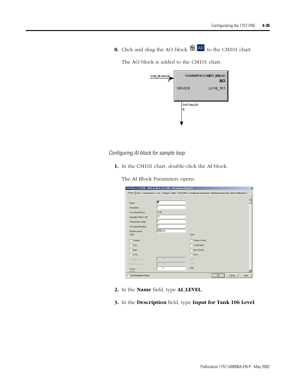 Configuring ai block for sample loop | Rockwell Automation PLC-5 Fieldbus Solutions for Integrated Architecture User Manual User Manual | Page 125 / 309