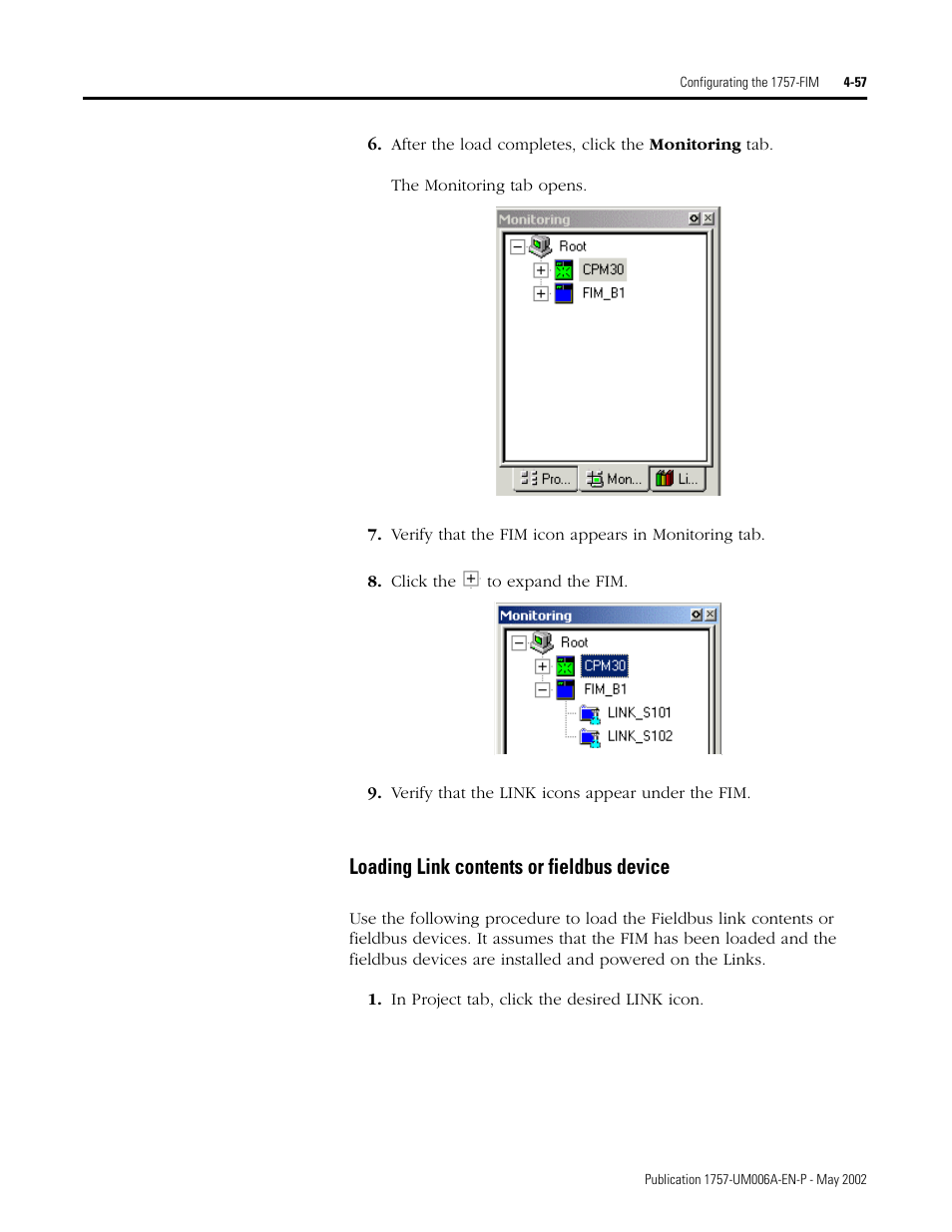 Loading link contents or fieldbus device, Loading link contents or fieldbus device -57 | Rockwell Automation PLC-5 Fieldbus Solutions for Integrated Architecture User Manual User Manual | Page 143 / 309