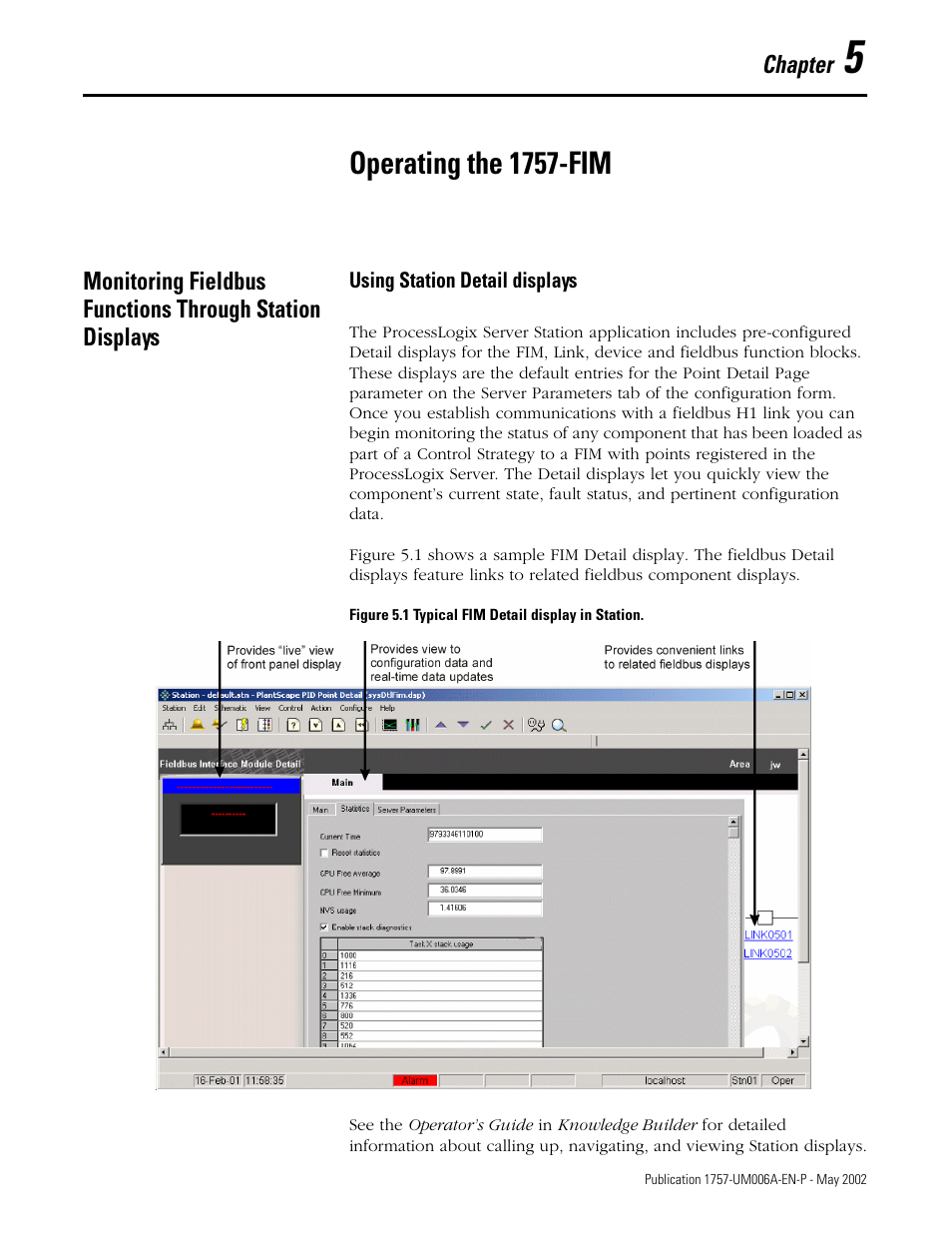 5 - operating the 1757-fim, Using station detail displays, Operating the 1757-fim | Rockwell Automation PLC-5 Fieldbus Solutions for Integrated Architecture User Manual User Manual | Page 147 / 309