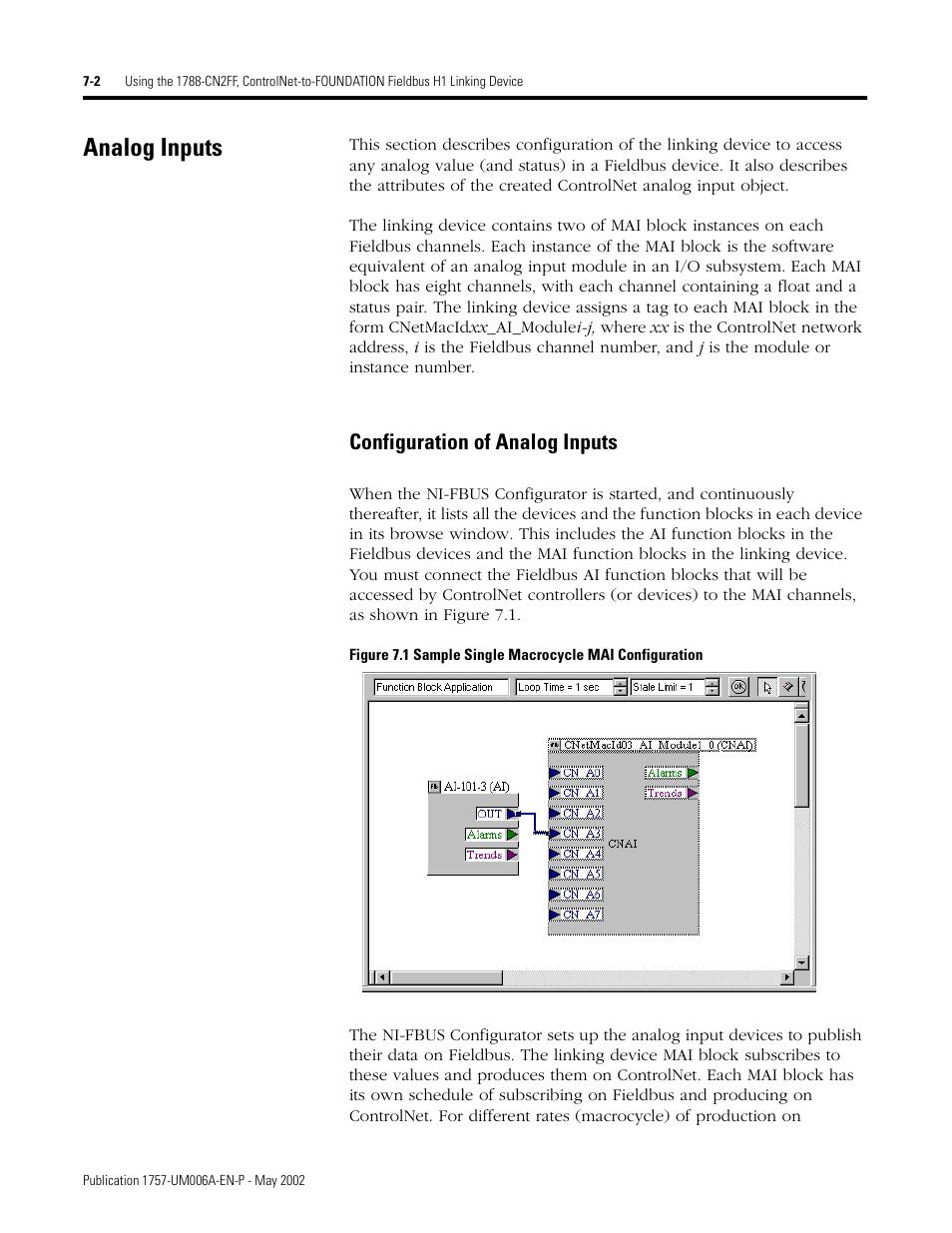 Analog inputs, Configuration of analog inputs | Rockwell Automation PLC-5 Fieldbus Solutions for Integrated Architecture User Manual User Manual | Page 162 / 309