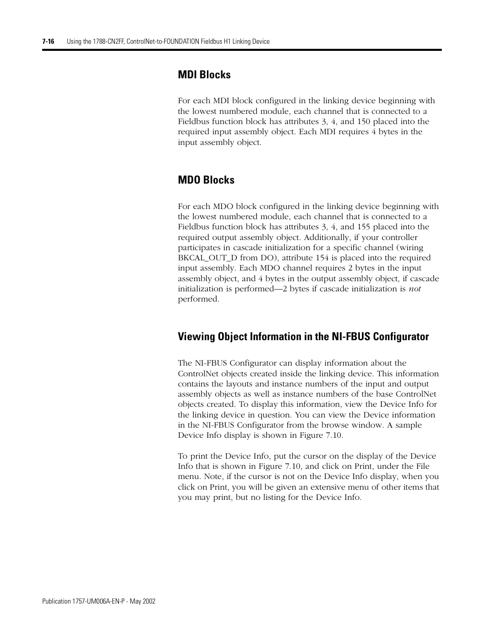 Mdi blocks, Mdo blocks | Rockwell Automation PLC-5 Fieldbus Solutions for Integrated Architecture User Manual User Manual | Page 176 / 309