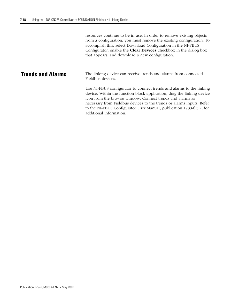 Trends and alarms | Rockwell Automation PLC-5 Fieldbus Solutions for Integrated Architecture User Manual User Manual | Page 178 / 309