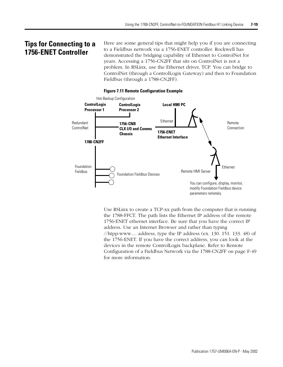 Tips for connecting to a 1756-enet controller | Rockwell Automation PLC-5 Fieldbus Solutions for Integrated Architecture User Manual User Manual | Page 179 / 309