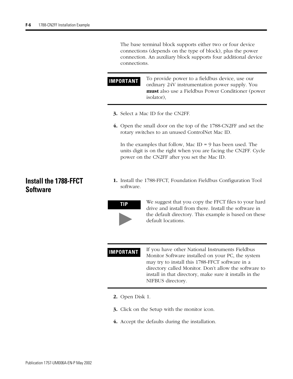 Install the 1788-ffct software | Rockwell Automation PLC-5 Fieldbus Solutions for Integrated Architecture User Manual User Manual | Page 254 / 309