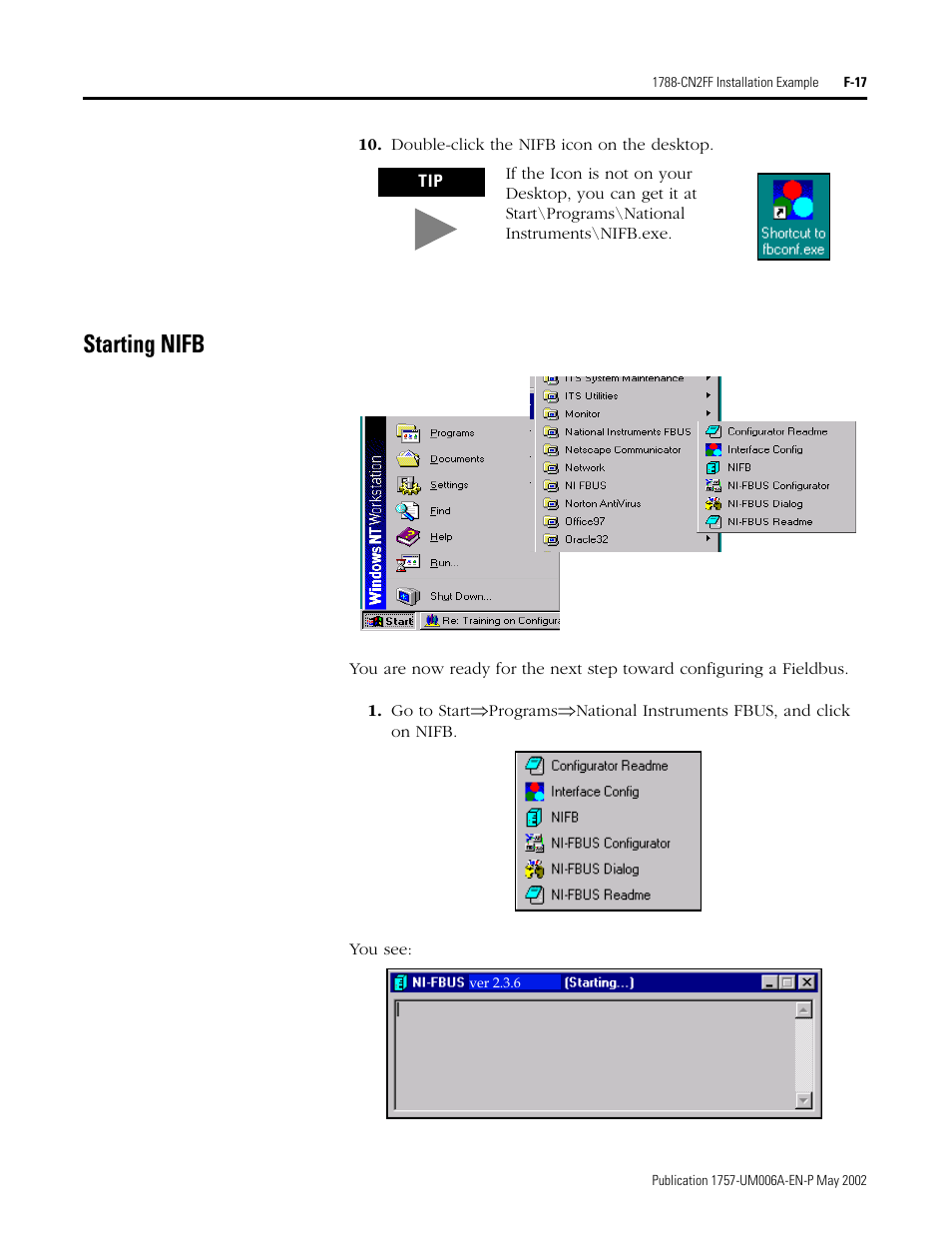 Starting nifb, F-17 | Rockwell Automation PLC-5 Fieldbus Solutions for Integrated Architecture User Manual User Manual | Page 265 / 309