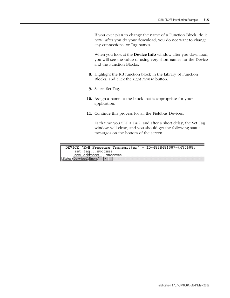 Rockwell Automation PLC-5 Fieldbus Solutions for Integrated Architecture User Manual User Manual | Page 275 / 309