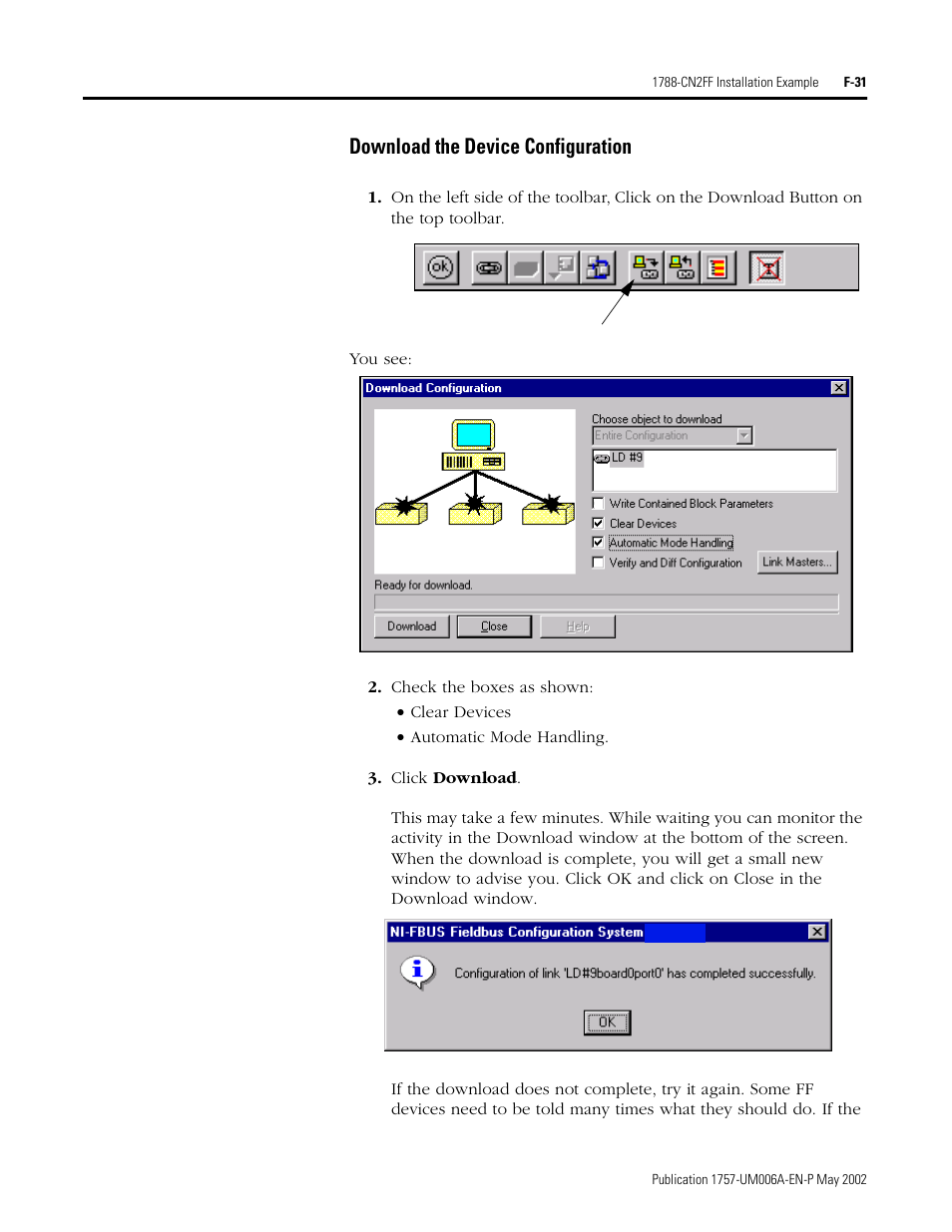 Download the device configuration | Rockwell Automation PLC-5 Fieldbus Solutions for Integrated Architecture User Manual User Manual | Page 279 / 309