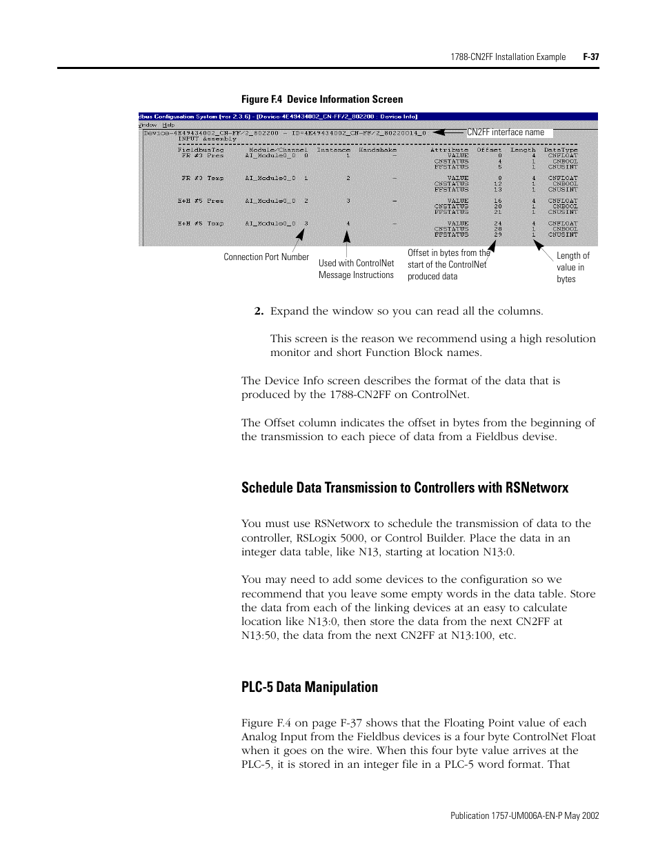 Plc-5 data manipulation | Rockwell Automation PLC-5 Fieldbus Solutions for Integrated Architecture User Manual User Manual | Page 285 / 309
