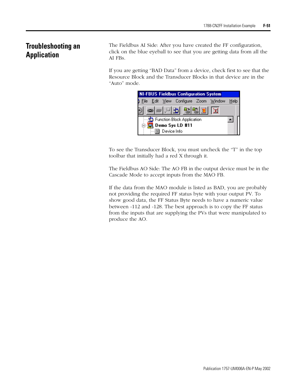 Troubleshooting an application, F-51 | Rockwell Automation PLC-5 Fieldbus Solutions for Integrated Architecture User Manual User Manual | Page 299 / 309