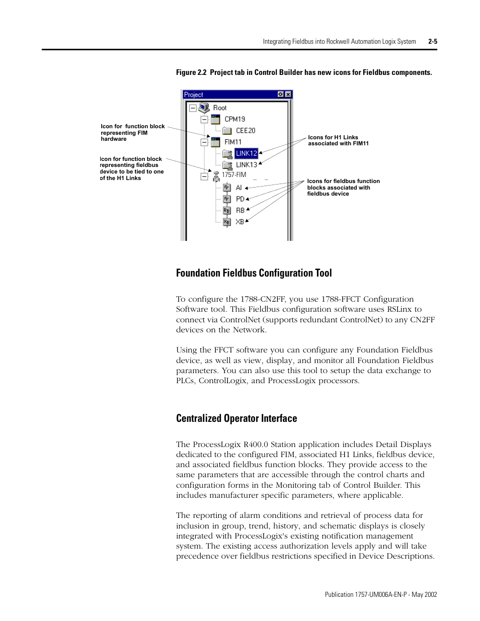 Foundation fieldbus configuration tool, Centralized operator interface | Rockwell Automation PLC-5 Fieldbus Solutions for Integrated Architecture User Manual User Manual | Page 49 / 309