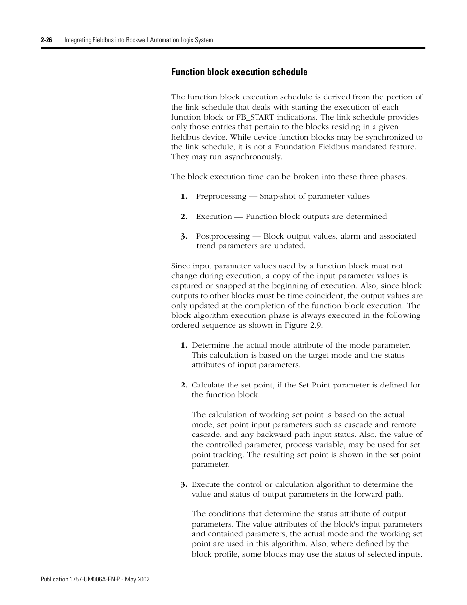 Function block execution schedule, Function block execution schedule -26 | Rockwell Automation PLC-5 Fieldbus Solutions for Integrated Architecture User Manual User Manual | Page 70 / 309
