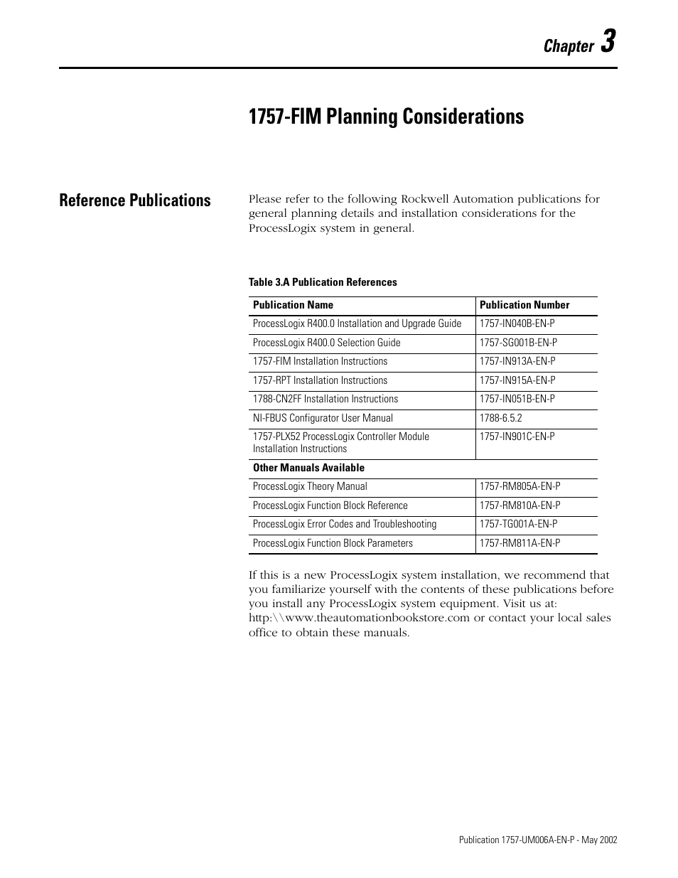 3 - 1757-fim planning considerations, Reference publications, Chapter 3 | 1757-fim planning considerations, Reference publications -1, Chapter | Rockwell Automation PLC-5 Fieldbus Solutions for Integrated Architecture User Manual User Manual | Page 83 / 309