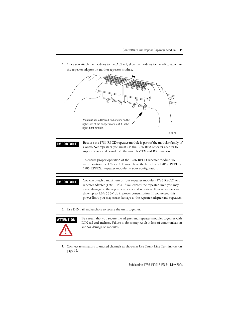 Rockwell Automation 1786-RPCD ControlNet Modular Repeater Dual Copper Module User Manual | Page 11 / 24