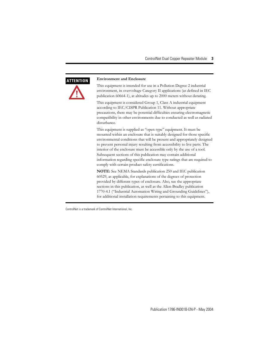 Rockwell Automation 1786-RPCD ControlNet Modular Repeater Dual Copper Module User Manual | Page 3 / 24