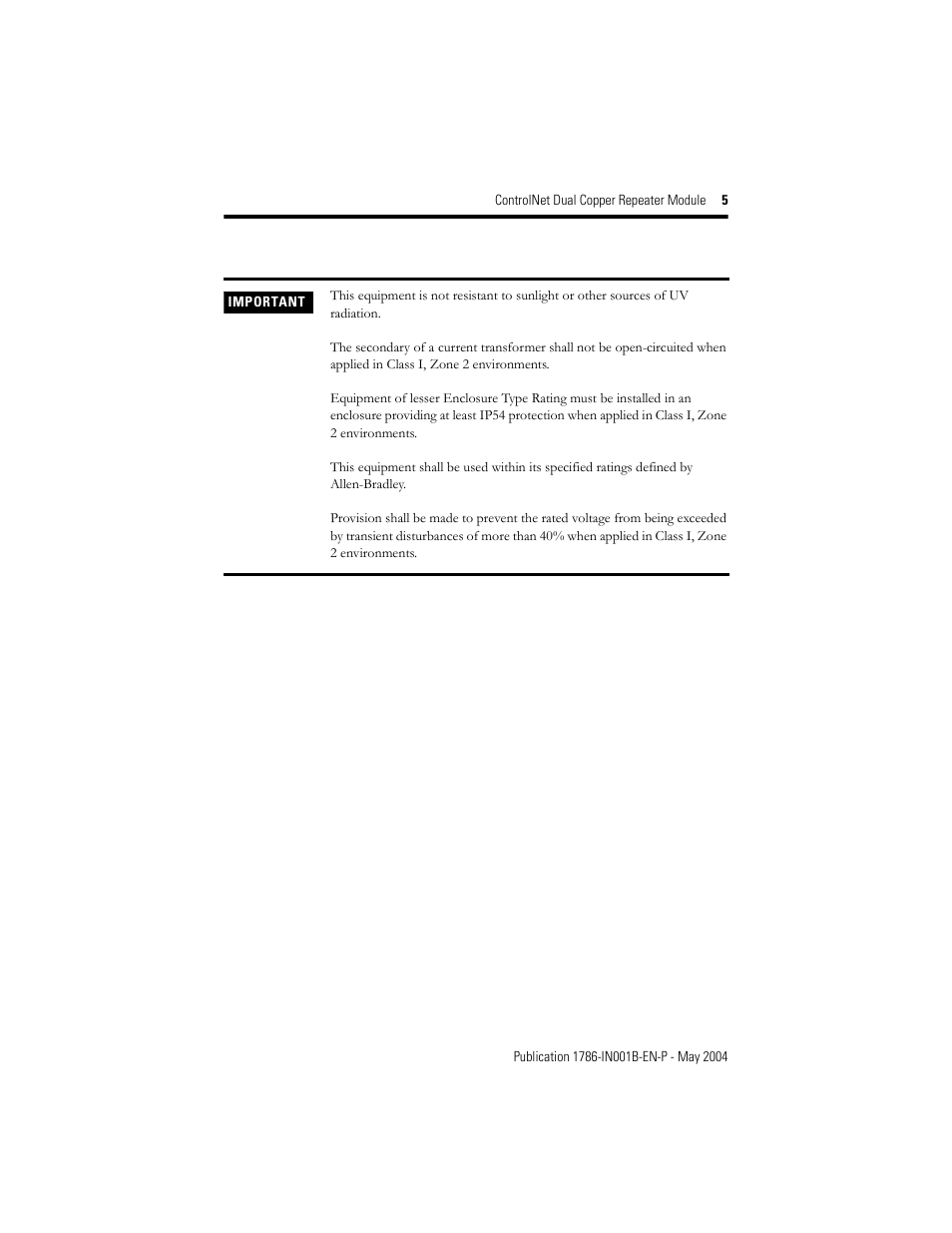 Rockwell Automation 1786-RPCD ControlNet Modular Repeater Dual Copper Module User Manual | Page 5 / 24
