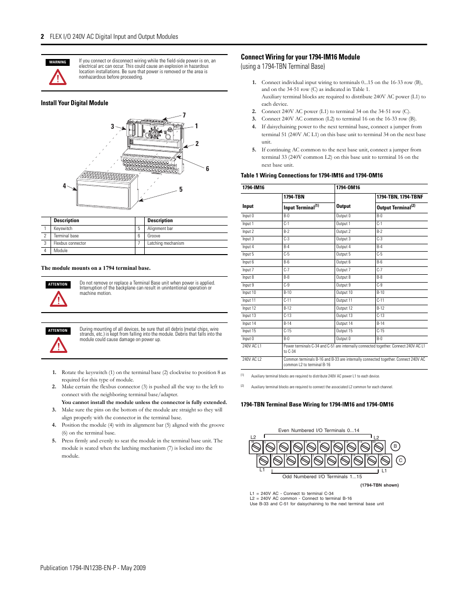 Install your digital module | Rockwell Automation 1794-IM16_OM16 FLEX I/O 240V AC Input and Output Modules User Manual | Page 2 / 4