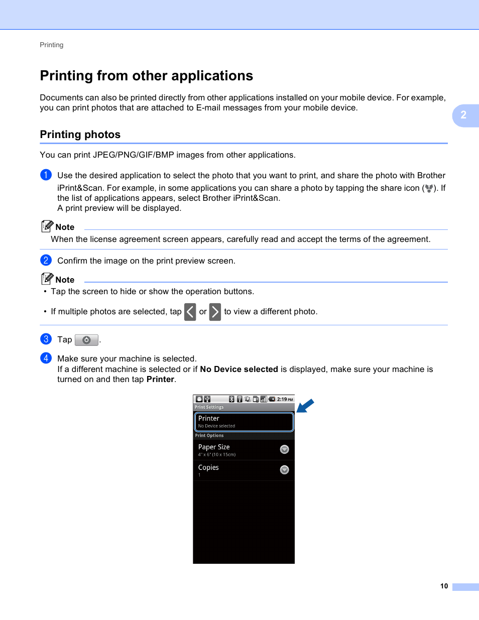 Printing from other applications, Printing photos | Brother iPrint&Scan Version A User Manual | Page 14 / 69