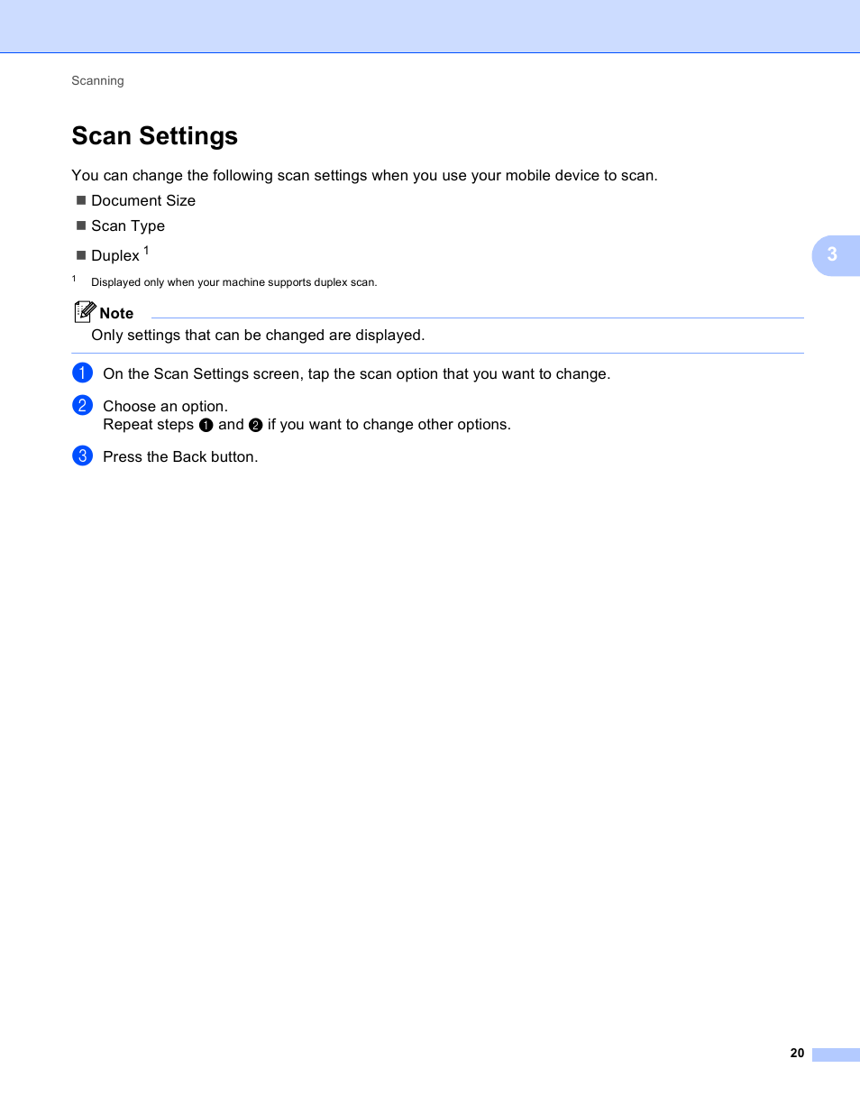 Scan settings | Brother iPrint&Scan Version A User Manual | Page 24 / 69
