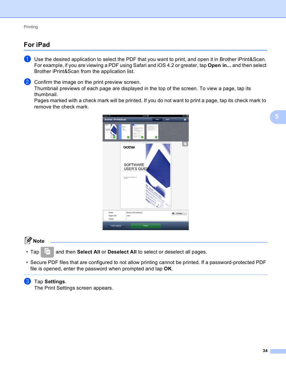 For ipad, 5for ipad | Brother iPrint&Scan Version A User Manual | Page 38 / 69