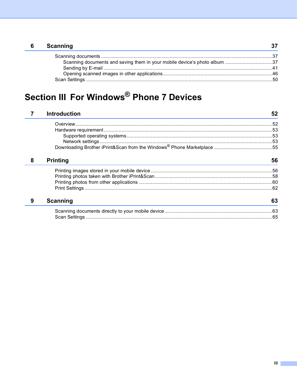Phone 7 devices | Brother iPrint&Scan Version A User Manual | Page 4 / 69