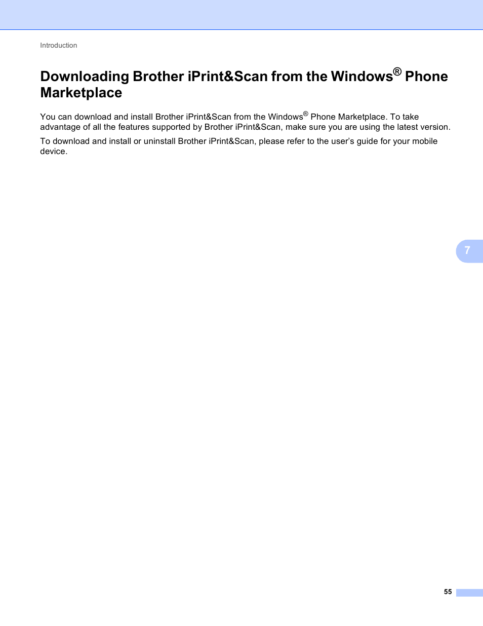 Downloading brother iprint&scan from the windows, Phone marketplace | Brother iPrint&Scan Version A User Manual | Page 59 / 69