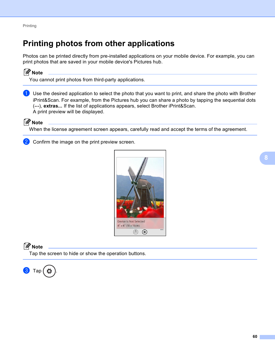 Printing photos from other applications | Brother iPrint&Scan Version A User Manual | Page 64 / 69