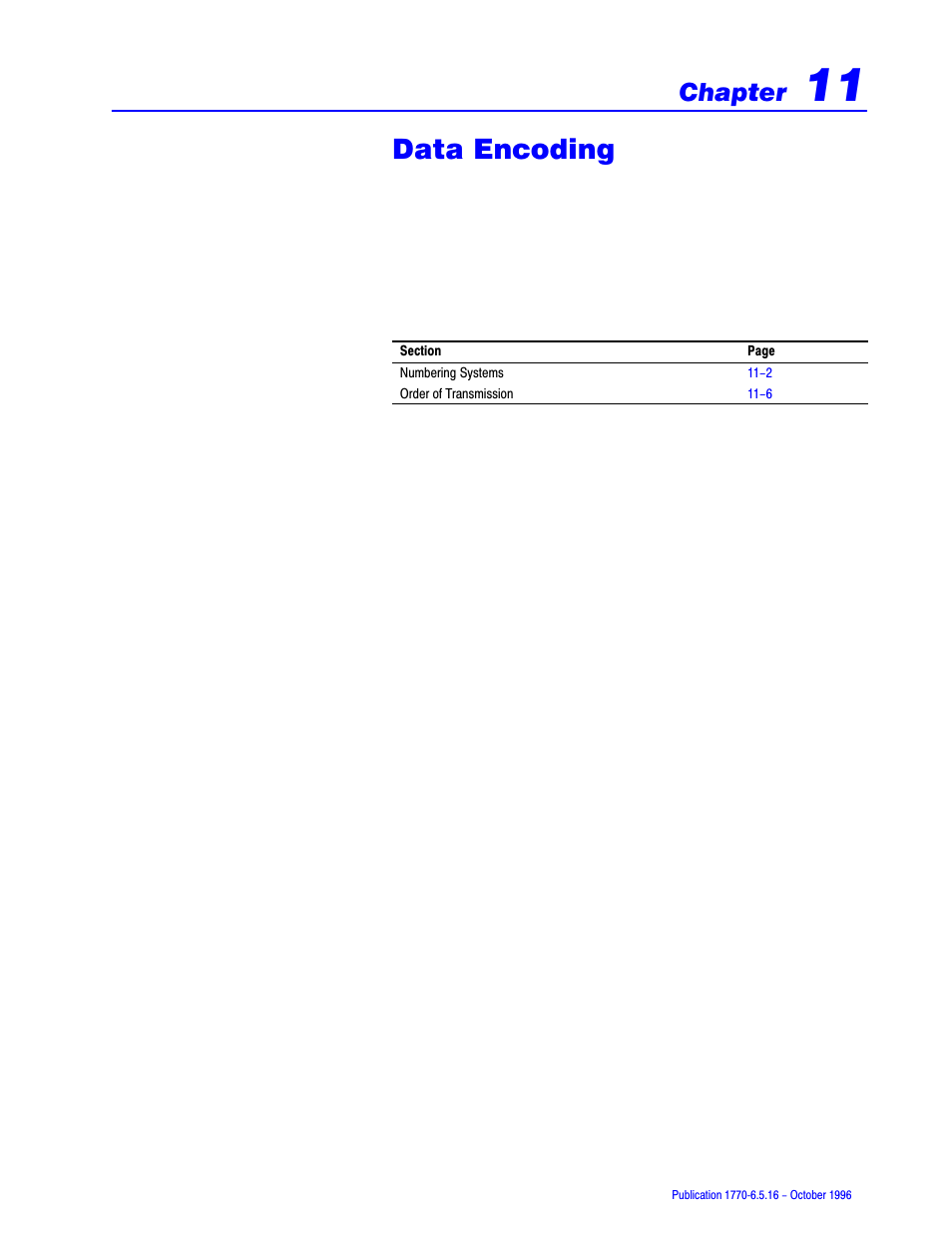 11 - data encoding, Data encoding, Chapter | Rockwell Automation 1770, D17706.5.16 Ref Mnl DF1 Protocol Command User Manual | Page 197 / 251