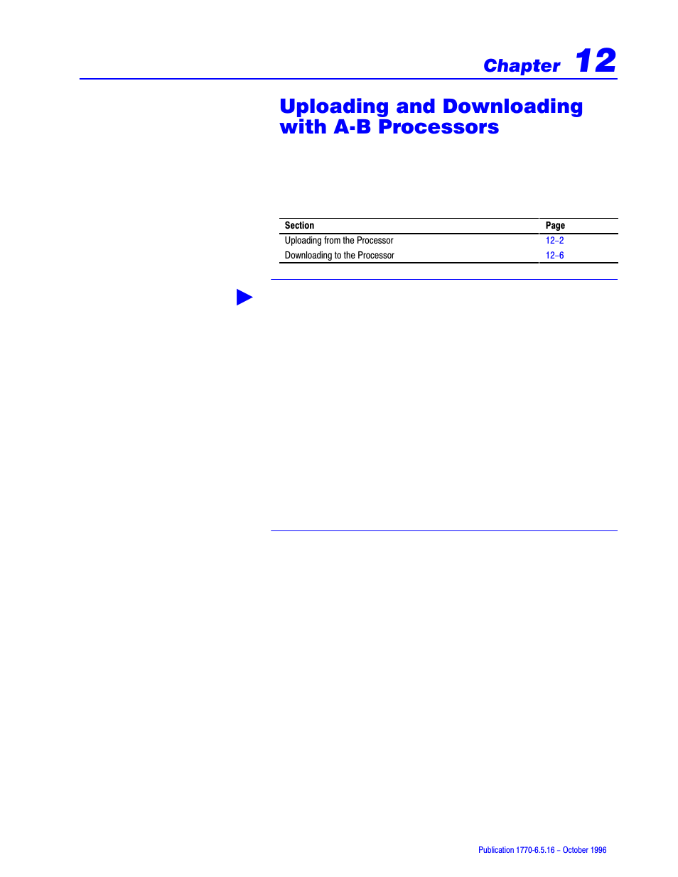12 - uploading and downloading with a-b processors, Uploading and downloading with aćb processors, Chapter | Rockwell Automation 1770, D17706.5.16 Ref Mnl DF1 Protocol Command User Manual | Page 204 / 251