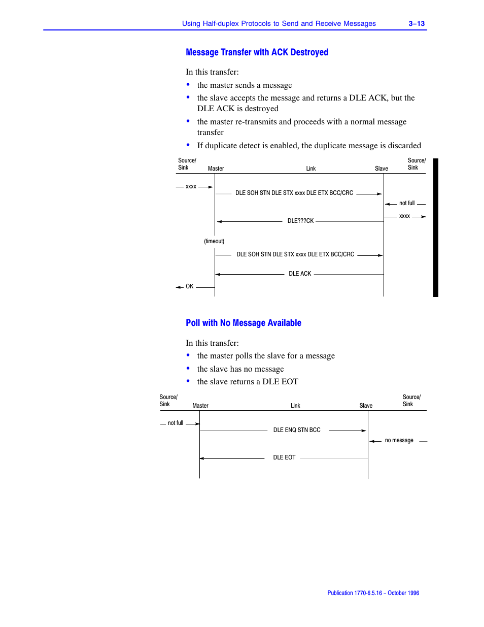 0hvvdjh 7udqvihu zlwk $&. 'hvwur\hg, 3roo zlwk 1r 0hvvdjh $ydlodeoh | Rockwell Automation 1770, D17706.5.16 Ref Mnl DF1 Protocol Command User Manual | Page 50 / 251