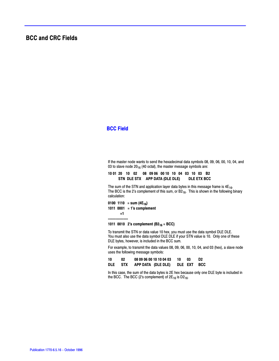 Bcc and crc fields | Rockwell Automation 1770, D17706.5.16 Ref Mnl DF1 Protocol Command User Manual | Page 76 / 251