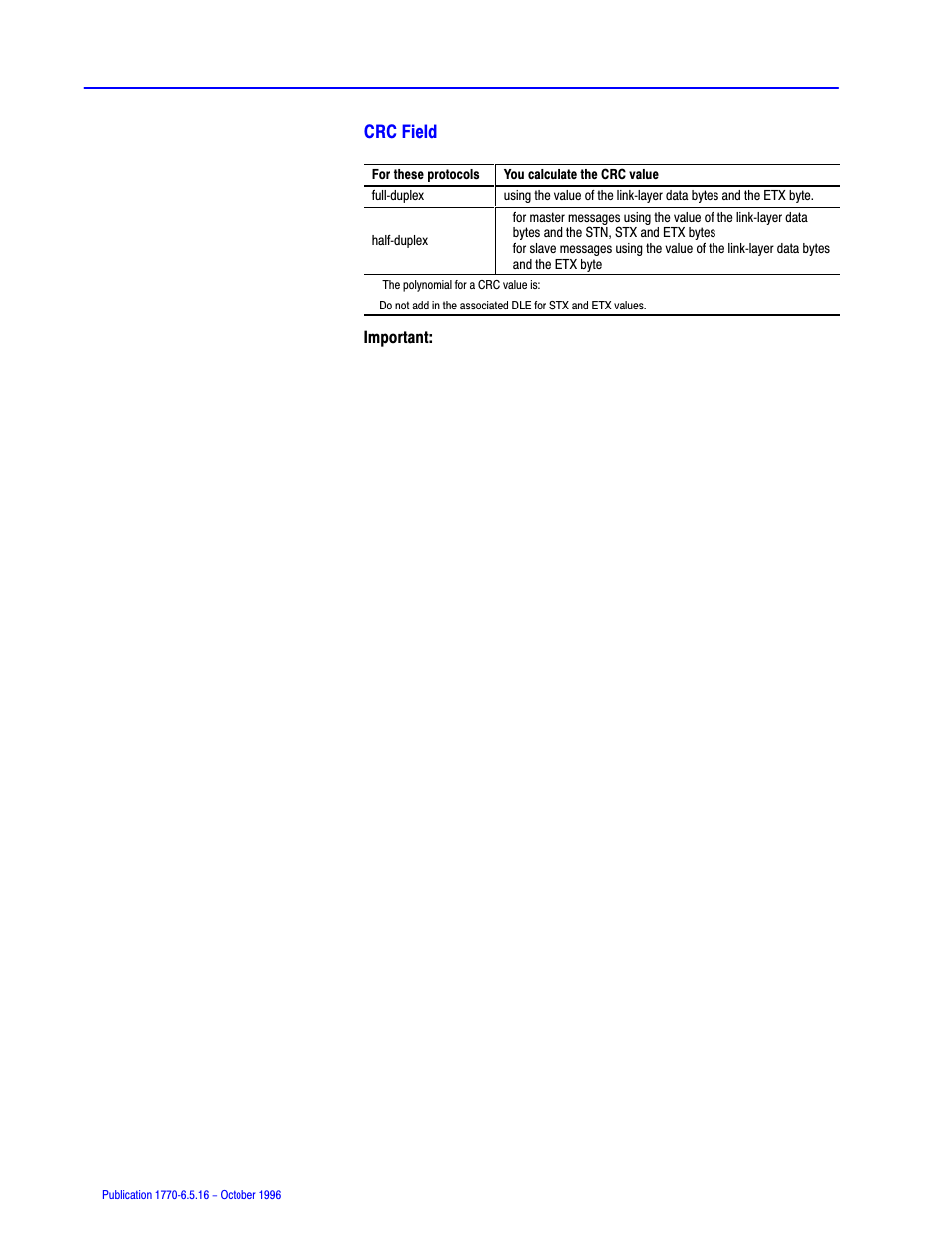 Crc field | Rockwell Automation 1770, D17706.5.16 Ref Mnl DF1 Protocol Command User Manual | Page 78 / 251