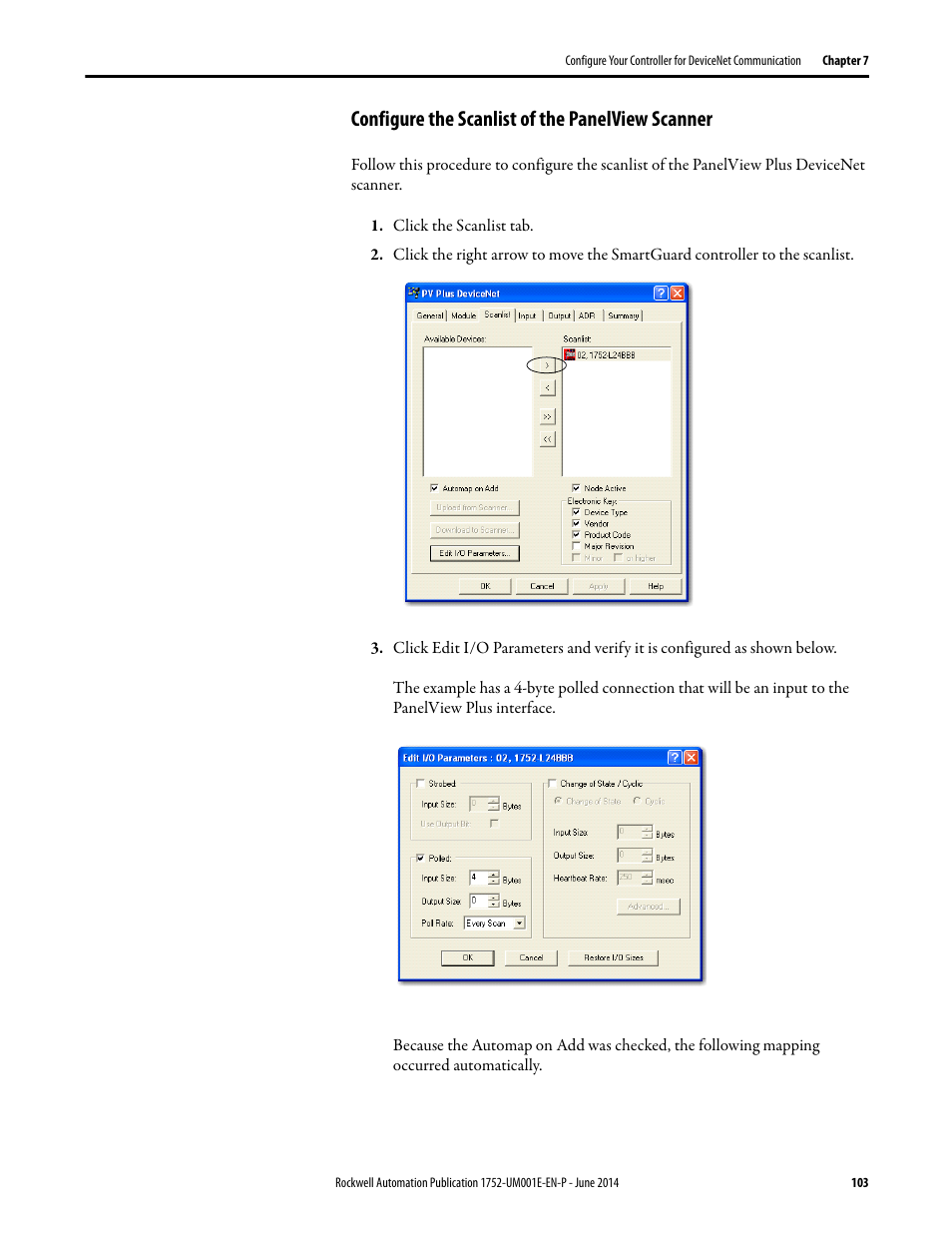 Configure the scanlist of the panelview scanner | Rockwell Automation 1752-L24BBBE SmartGuard 600 Controllers User Manual User Manual | Page 103 / 290