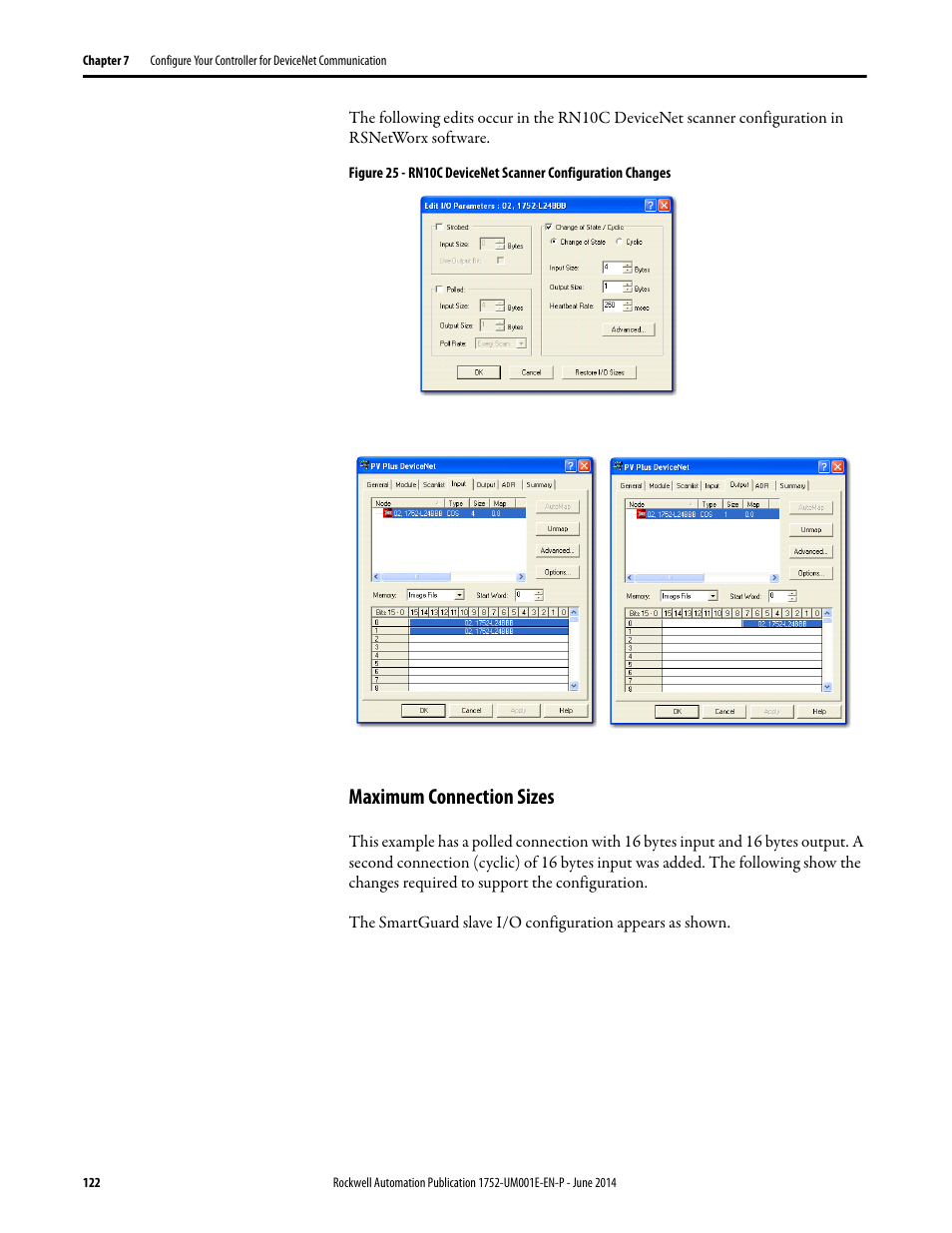 Maximum connection sizes | Rockwell Automation 1752-L24BBBE SmartGuard 600 Controllers User Manual User Manual | Page 122 / 290