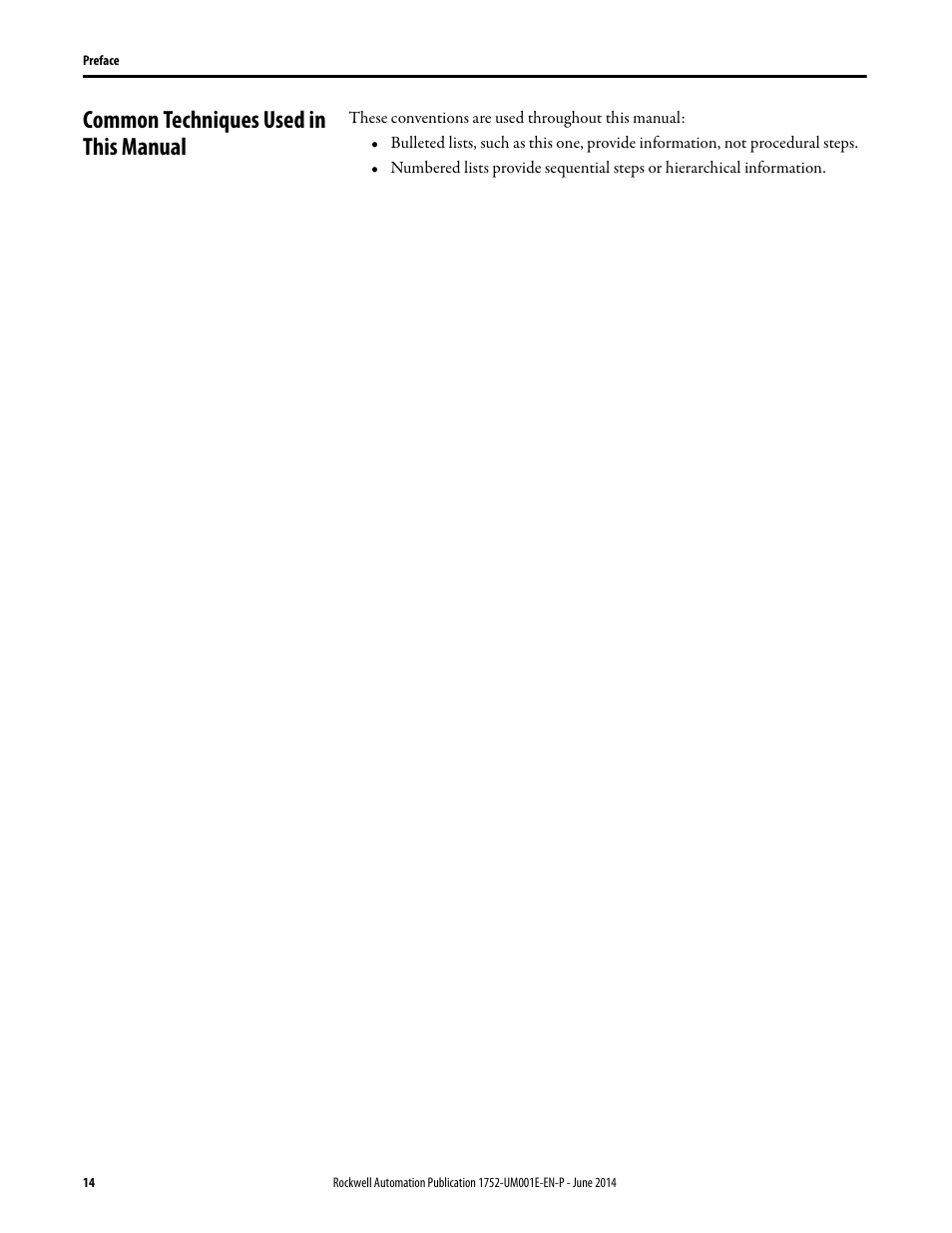 Common techniques used in this manual | Rockwell Automation 1752-L24BBBE SmartGuard 600 Controllers User Manual User Manual | Page 14 / 290