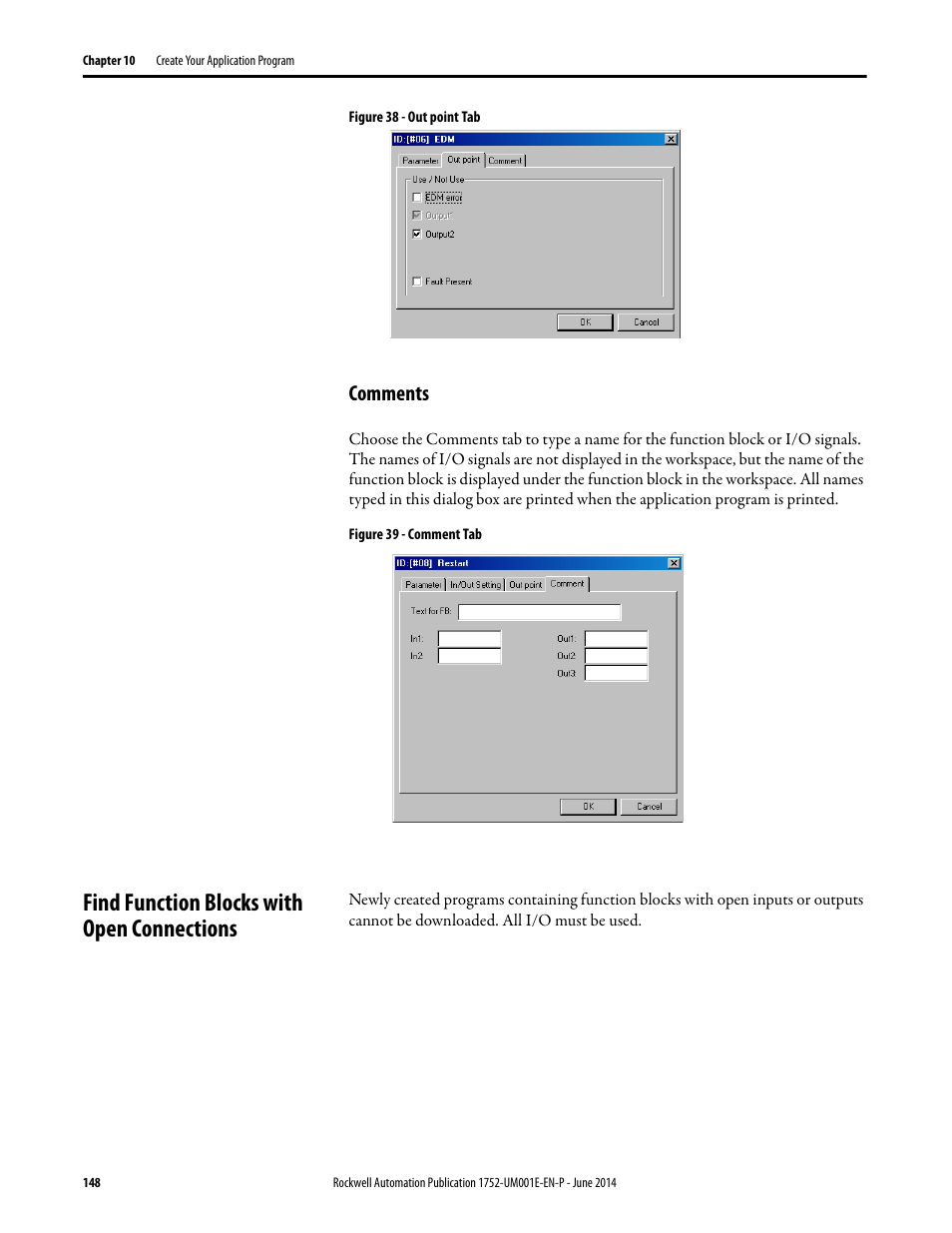 Comments, Find function blocks with open connections | Rockwell Automation 1752-L24BBBE SmartGuard 600 Controllers User Manual User Manual | Page 148 / 290