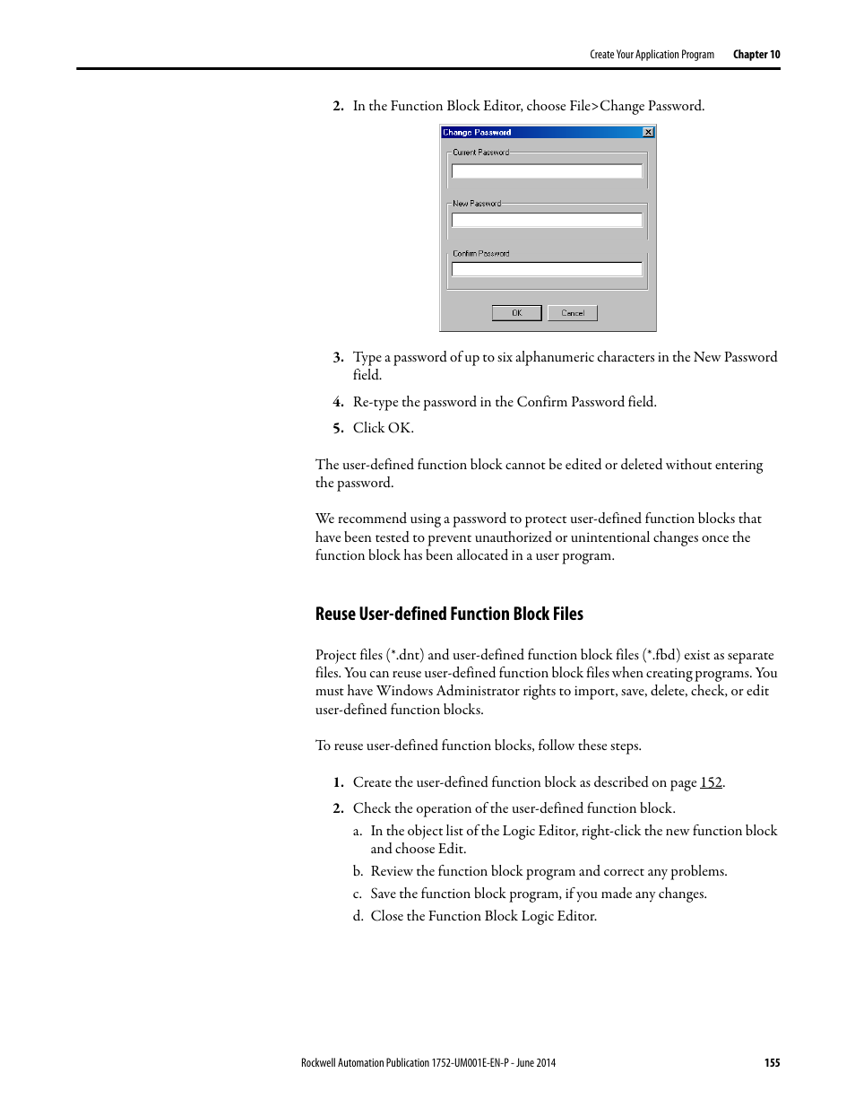 Reuse user-defined function block files | Rockwell Automation 1752-L24BBBE SmartGuard 600 Controllers User Manual User Manual | Page 155 / 290