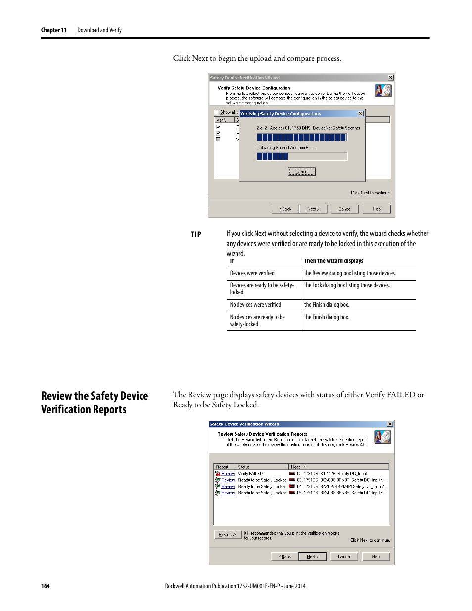 Review the safety device verification reports | Rockwell Automation 1752-L24BBBE SmartGuard 600 Controllers User Manual User Manual | Page 164 / 290