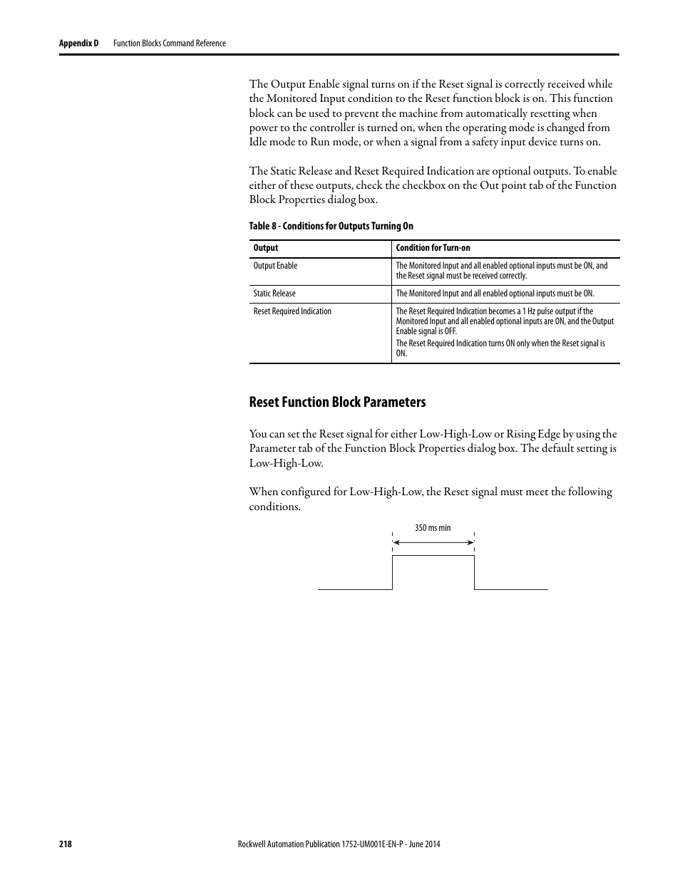 Reset function block parameters | Rockwell Automation 1752-L24BBBE SmartGuard 600 Controllers User Manual User Manual | Page 218 / 290