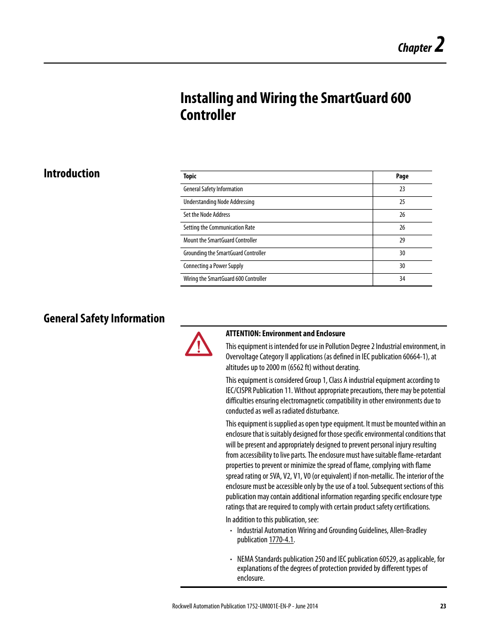 Introduction, General safety information, Chapter 2 | Introduction general safety information, Chapter | Rockwell Automation 1752-L24BBBE SmartGuard 600 Controllers User Manual User Manual | Page 23 / 290