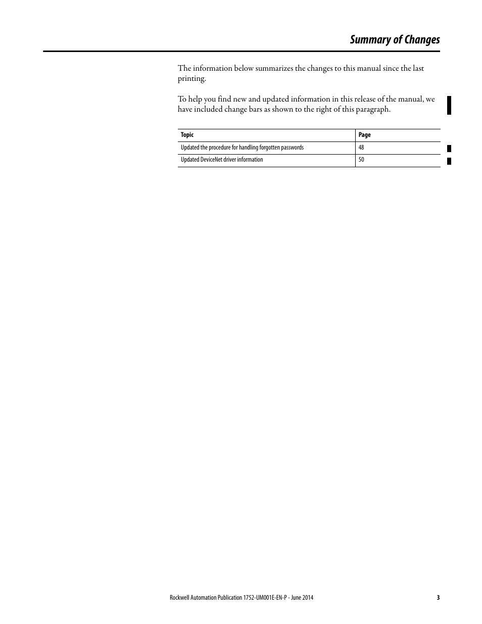 Summary of changes | Rockwell Automation 1752-L24BBBE SmartGuard 600 Controllers User Manual User Manual | Page 3 / 290