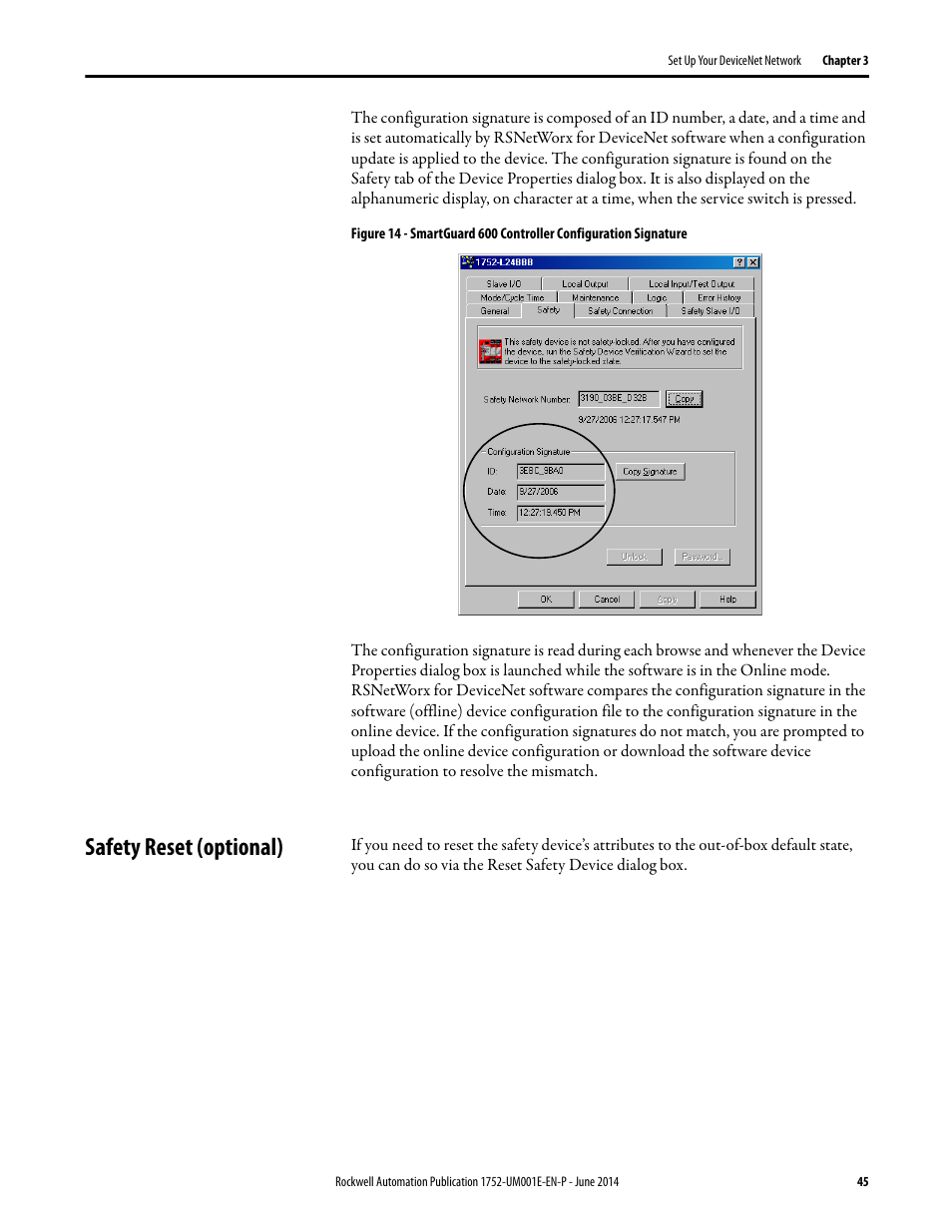 Safety reset (optional) | Rockwell Automation 1752-L24BBBE SmartGuard 600 Controllers User Manual User Manual | Page 45 / 290