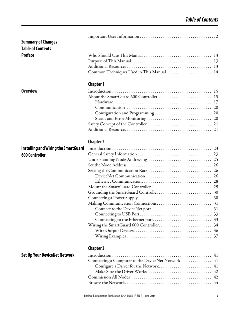 Rockwell Automation 1752-L24BBBE SmartGuard 600 Controllers User Manual User Manual | Page 5 / 290