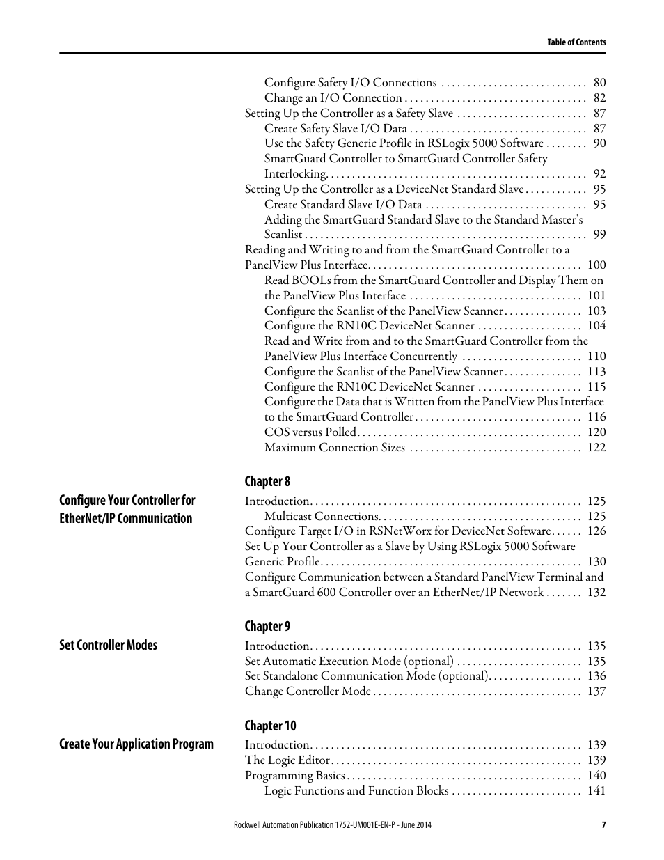 Rockwell Automation 1752-L24BBBE SmartGuard 600 Controllers User Manual User Manual | Page 7 / 290