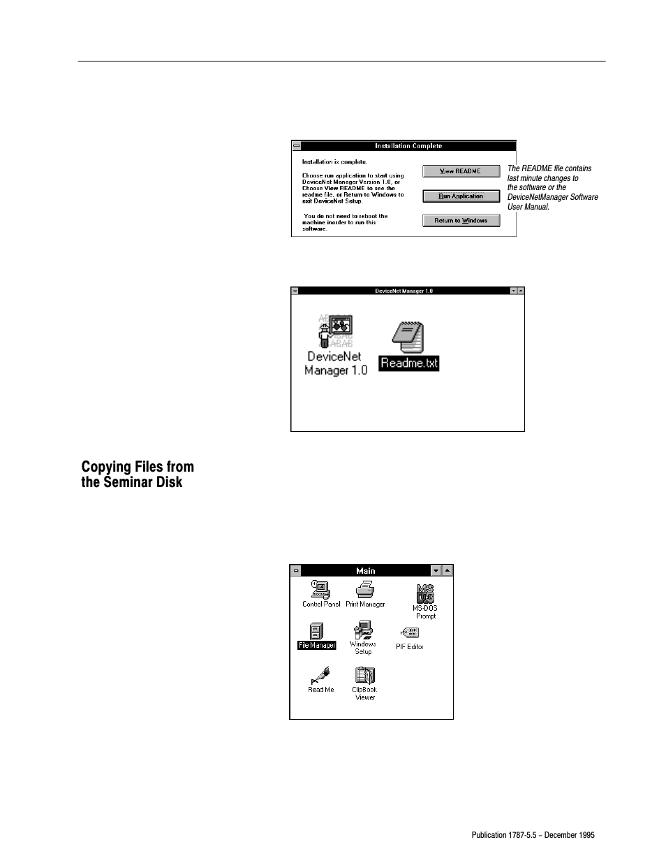 Copying files from the seminar disk | Rockwell Automation 1771-SDN/B INSTL.INSTR.DEVICENET SEMINAR User Manual | Page 11 / 25