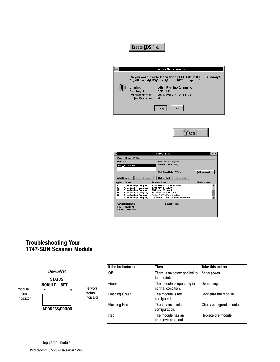 Troubleshooting your 1747-sdn scanner module, Troubleshooting your 1747ćsdn scanner module | Rockwell Automation 1771-SDN/B INSTL.INSTR.DEVICENET SEMINAR User Manual | Page 22 / 25